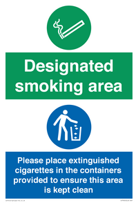 Designated smoking area
Please place extinguished cigarettes in the containers provided to ensure this area is kept clean